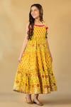 Buy_JILMIL DREAMWEAR_Yellow Cotton Print Jaipuri Floral Dress _at_Aza_Fashions