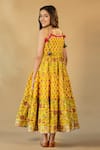 Shop_JILMIL DREAMWEAR_Yellow Cotton Print Jaipuri Floral Dress _at_Aza_Fashions