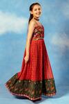 Buy_JILMIL DREAMWEAR_Red Cotton Embroidery Quatrefoil Floral Print Dress _at_Aza_Fashions