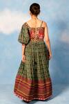 Shop_JILMIL DREAMWEAR_Green Cotton Embroidery Diamond Floral Print Dress _at_Aza_Fashions