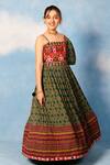 Buy_JILMIL DREAMWEAR_Green Cotton Embroidery Diamond Floral Print Dress _Online_at_Aza_Fashions