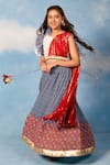 Buy_JILMIL DREAMWEAR_Blue Cotton Beads Geometric Print Lehenga With Blouse _at_Aza_Fashions