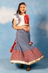 Shop_JILMIL DREAMWEAR_Blue Cotton Beads Geometric Print Lehenga With Blouse _at_Aza_Fashions