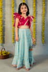 Buy_JILMIL DREAMWEAR_Blue Organza Embroidery Zari Panelled Lehenga With Blouse _at_Aza_Fashions