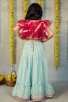 Shop_JILMIL DREAMWEAR_Blue Organza Embroidery Zari Panelled Lehenga With Blouse _at_Aza_Fashions