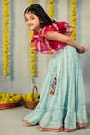 Shop_JILMIL DREAMWEAR_Blue Organza Embroidery Zari Panelled Lehenga With Blouse _Online_at_Aza_Fashions