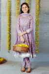 Buy_JILMIL DREAMWEAR_Purple Cotton Woven Floral Trellis Pattern Yoke Anarkali Set _at_Aza_Fashions