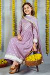 JILMIL DREAMWEAR_Purple Cotton Woven Floral Trellis Pattern Yoke Anarkali Set _Online_at_Aza_Fashions