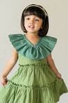 JILMIL DREAMWEAR_Green Cotton Contrast Collar Dress _Online_at_Aza_Fashions
