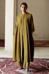 Buy_Srota By Srishti Aggarwal_Green Kurta  Matka Silk Printed Wouri Hem Embroidered And Palazzo Set_at_Aza_Fashions