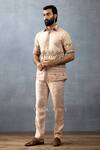 Buy_Torani_Beige Cotton Slub Hand Block Printed Badami Nadeen Kameez Set  _Online_at_Aza_Fashions