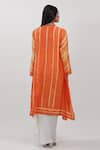 Krishna Mehta_Orange Modal High Round Tie-dye Pattern Asymmetric Tunic _Online_at_Aza_Fashions