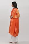 Shop_Krishna Mehta_Orange Modal High Round Tie-dye Pattern Asymmetric Tunic _Online_at_Aza_Fashions