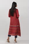 Krishna Mehta_Red Modal V Neck Hand Brush Print Asymmetric Tunic _Online_at_Aza_Fashions