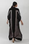 Krishna Mehta_Black Modal Embroidery Bandeau Neck Polka Dot Block Print Kaftan _Online_at_Aza_Fashions