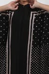 Shop_Krishna Mehta_Black Modal Embroidery Bandeau Neck Polka Dot Block Print Kaftan _at_Aza_Fashions