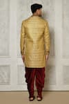 Shop_Aryavir Malhotra_Gold Sherwani Jamewar Woven Brocade Floral Pattern With Dhoti Pant _at_Aza_Fashions