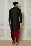 Shop_Aryavir Malhotra_Black Sherwani Dupion Art Silk Plain Full Sleeve With Dhoti Pant _at_Aza_Fashions