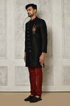 Shop_Aryavir Malhotra_Black Sherwani Dupion Art Silk Plain Full Sleeve _Online_at_Aza_Fashions