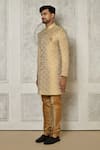 Shop_Aryavir Malhotra_Multi Color Sherwani Jaquard Woven Paisley Pattern With Churidar _Online_at_Aza_Fashions