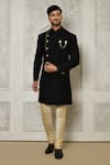 Buy_Aryavir Malhotra_Multi Color Sherwani Jaquard Woven Leaf Tonal Pattern With Churidar _at_Aza_Fashions