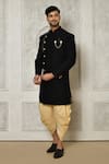 Buy_Aryavir Malhotra_Multi Color Sherwani Jaquard Woven Leaf Tonal Pattern With Dhoti Pant _at_Aza_Fashions