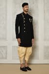 Buy_Aryavir Malhotra_Multi Color Sherwani Jaquard Woven Leaf Tonal Pattern With Dhoti Pant 