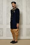 Buy_Aryavir Malhotra_Blue Sherwani Velvet Placement Embellished Mandala With Dhoti Pant 