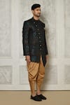 Shop_Aryavir Malhotra_Multi Color Sherwani Jaquard Woven Branch Leaf Pattern With Dhoti Pant _Online_at_Aza_Fashions