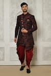 Buy_Aryavir Malhotra_Multi Color Sherwani Jaquard Woven Floral Branch Pattern With Dhoti Pant _at_Aza_Fashions