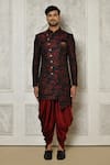 Buy_Aryavir Malhotra_Multi Color Sherwani Jaquard Woven Floral Branch Pattern With Dhoti Pant _Online_at_Aza_Fashions