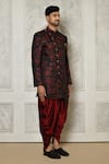 Aryavir Malhotra_Multi Color Sherwani Jaquard Woven Floral Branch Pattern With Dhoti Pant _at_Aza_Fashions