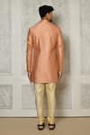 Shop_Aryavir Malhotra_Peach Sherwani Jaquard Woven Leaf Vine Intertwined With Churidar _at_Aza_Fashions