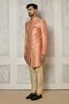 Buy_Aryavir Malhotra_Peach Sherwani Jaquard Woven Leaf Vine Intertwined With Churidar 