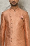 Aryavir Malhotra_Peach Sherwani Jaquard Woven Leaf Vine Intertwined _Online_at_Aza_Fashions