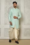 Buy_Aryavir Malhotra_Green Sherwani Jaquard Woven Diamond Pattern With Dhoti Pant _at_Aza_Fashions