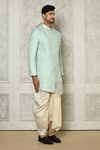 Aryavir Malhotra_Green Sherwani Jaquard Woven Diamond Pattern With Dhoti Pant _at_Aza_Fashions