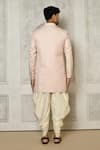 Shop_Aryavir Malhotra_Pink Sherwani Jaquard Woven Floral Mandala Pattern Full Sleeve With Dhoti Pant _at_Aza_Fashions