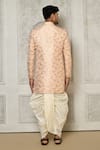 Shop_Aryavir Malhotra_Peach Sherwani Jaquard Woven Floral Bloom Pattern With Dhoti Pant _at_Aza_Fashions