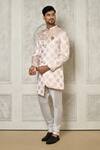 Buy_Aryavir Malhotra_Gold Sherwani Jaquard Woven Floral Butti Pattern With Churidar _at_Aza_Fashions