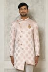 Buy_Aryavir Malhotra_Gold Sherwani Jaquard Woven Floral Butti Pattern With Churidar _Online_at_Aza_Fashions