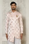 Buy_Aryavir Malhotra_Gold Sherwani Jaquard Woven Floral Butti Pattern With Dhoti Pant _Online_at_Aza_Fashions