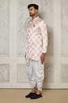 Aryavir Malhotra_Gold Sherwani Jaquard Woven Floral Butti Pattern With Dhoti Pant _at_Aza_Fashions