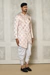 Buy_Aryavir Malhotra_Gold Sherwani Jaquard Woven Floral Butti Pattern With Dhoti Pant 