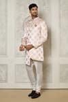 Buy_Aryavir Malhotra_Gold Sherwani Jaquard Woven Floral Butti Pattern _at_Aza_Fashions