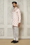 Shop_Aryavir Malhotra_Gold Sherwani Jaquard Woven Floral Butti Pattern _Online_at_Aza_Fashions