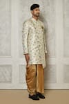 Buy_Aryavir Malhotra_Grey Sherwani Jaquard Woven Flower Bloom Pattern With Dhoti Pant 