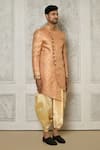 Shop_Aryavir Malhotra_Peach Sherwani Jaquard Woven Mandala Butti Pattern With Dhoti Pant _Online_at_Aza_Fashions