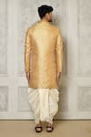 Shop_Aryavir Malhotra_Beige Sherwani Jaquard Woven Mandala Butti Work With Dhoti Pant _at_Aza_Fashions