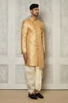 Buy_Aryavir Malhotra_Beige Sherwani Jaquard Woven Mandala Butti Work With Dhoti Pant 